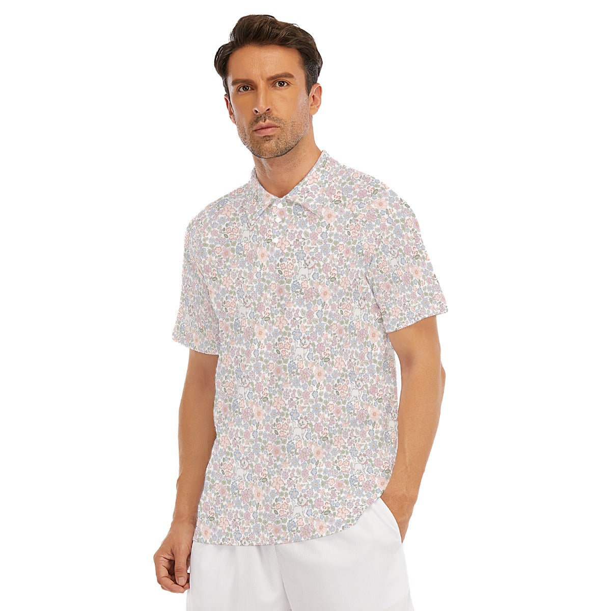 Springtime Kitten Garden Elegance - Men's Polo Shirt