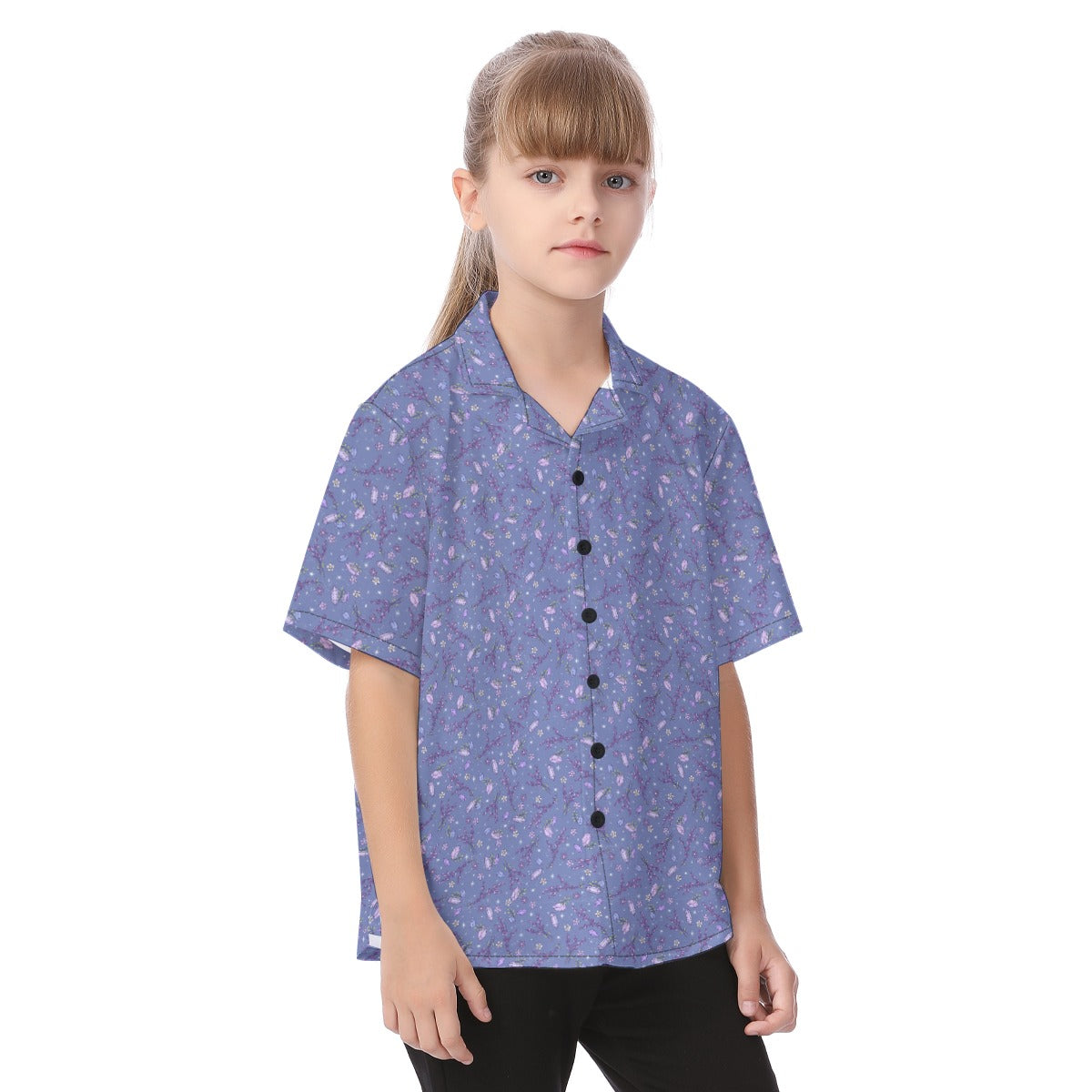 Lavender Vibes - Kid's Hawaiian Button Up Shirt