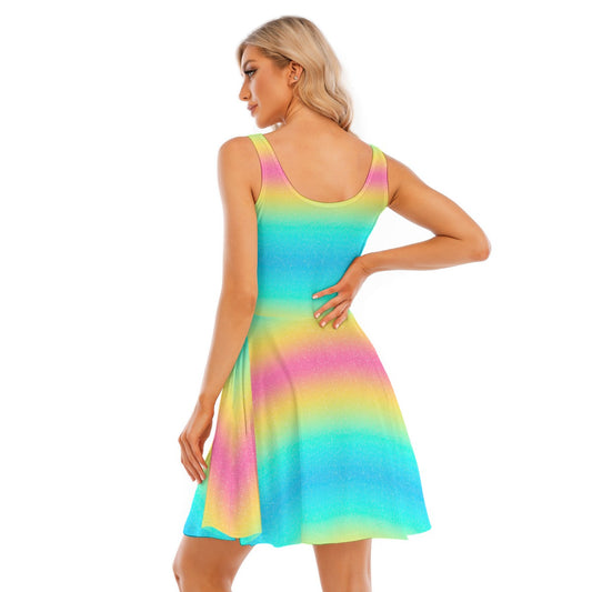 Rainbow Ombre - Women's Sleeveless Pocket Skater Dress