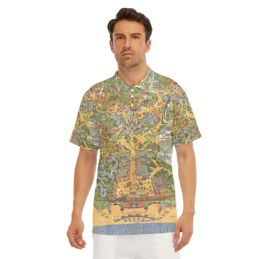 Vintage Theme Park Map- Men's Polo Shirt