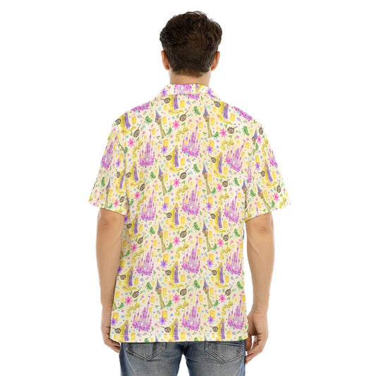 Watercolor Golden Hair Kingdom - Men's Hawaiian Button Up Shirt