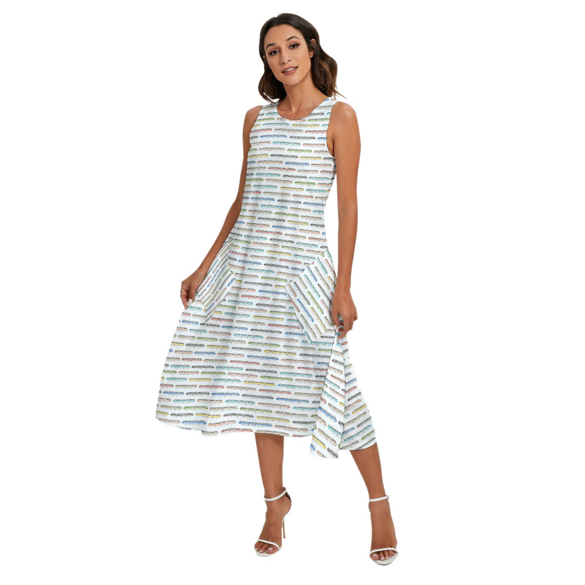 Disney Monorail Rainbow - Women’s Diagonal Pocket Midi Dress