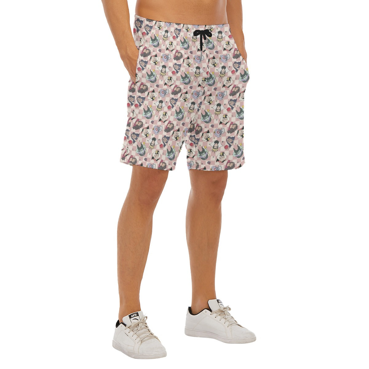 Pink Checkerboard Villains - Men’s Pocket Beach Shorts
