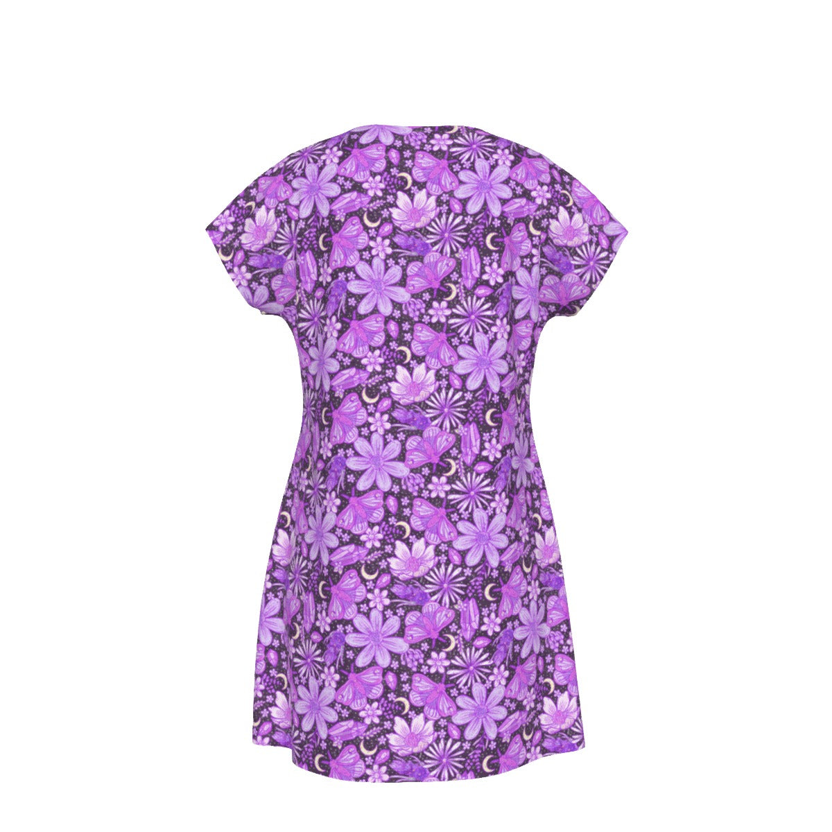 Purple Crystal Moths - Women's T-Shirt Dress