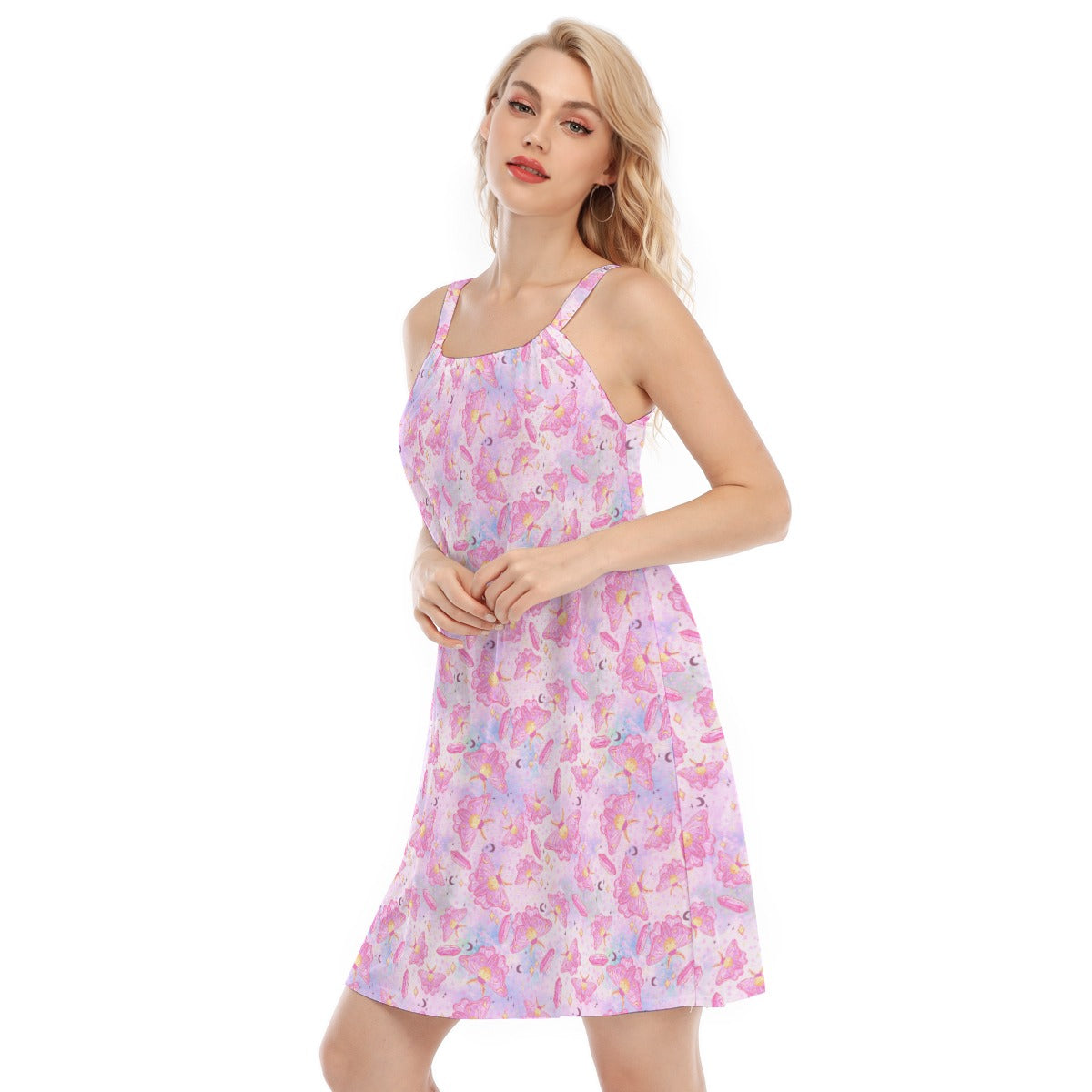 Pink Crystal Lunar Moths - Women’s Adjustable Sundress