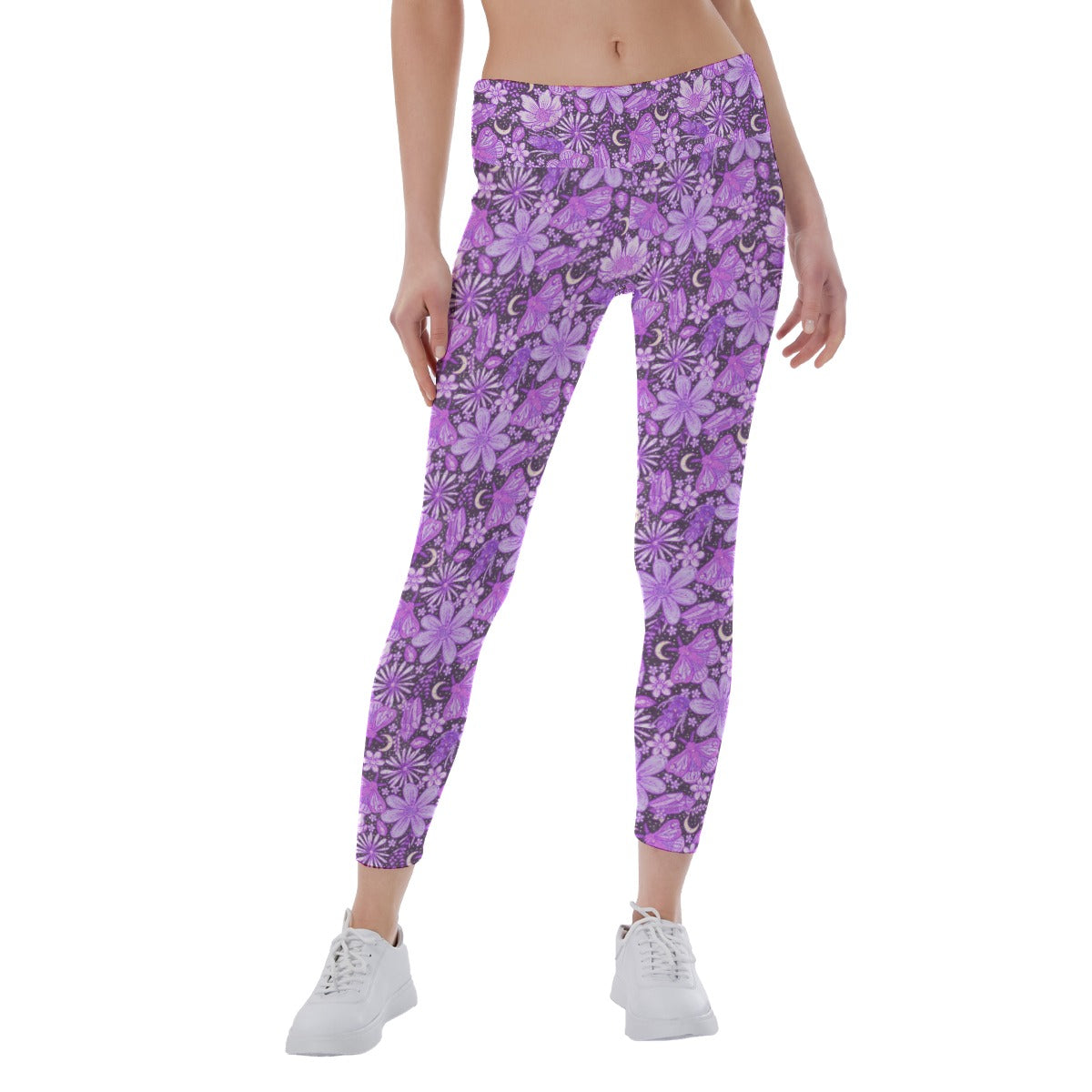 Purple Crystal Moths - Women's Yoga Leggings