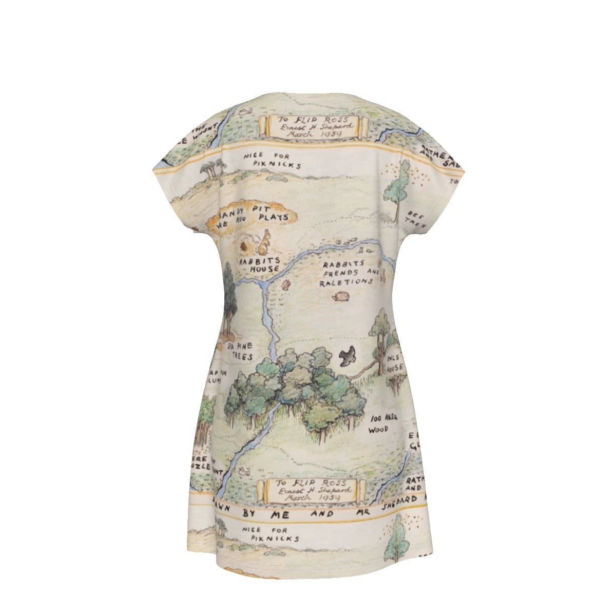 Hundred Acre Map - Women's T-Shirt Dress