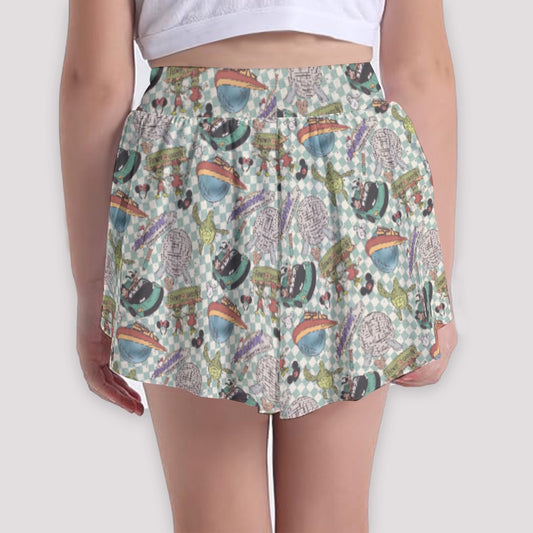 Hand Drawn EC - Girls’ Flowy Pocket Shorts