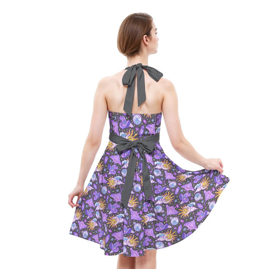 Mystical Manta Rays - Women's Halter Vintage Pocket Dress