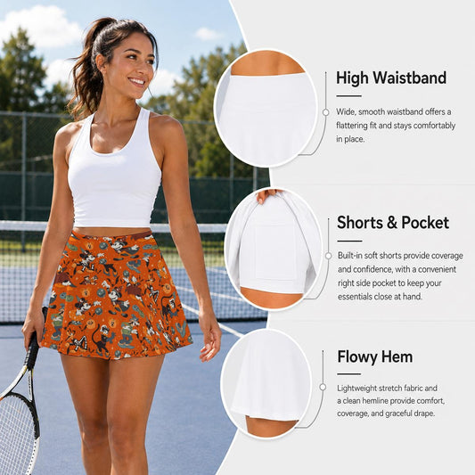 Vintage Halloween Parade - Women’s Athletic Skater Skort with Pockets