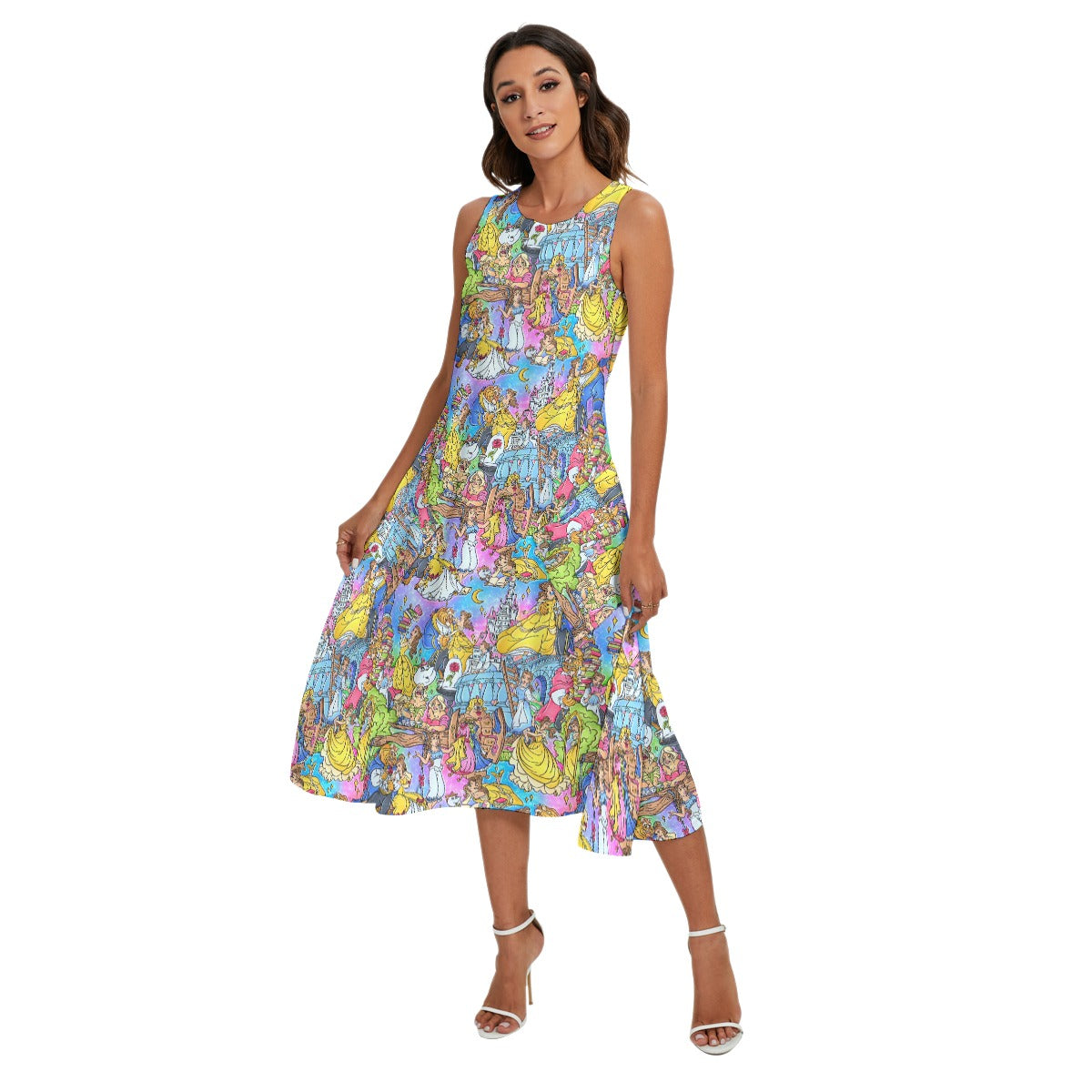 Enchanted Tale Storybook Scenes - Women’s Diagonal Pocket Midi Dress