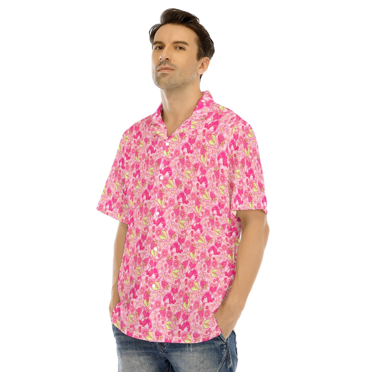 Fruitimals - Raspberry Foxes - Men's Hawaiian Button Up Shirt