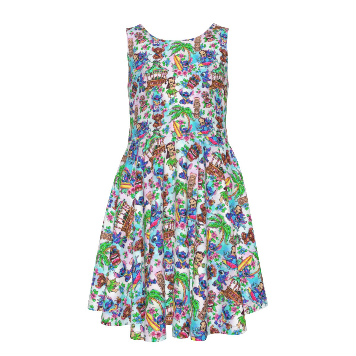 Bright Island Chaos Hand Drawn - Kid's Sleeveless Skater Dress