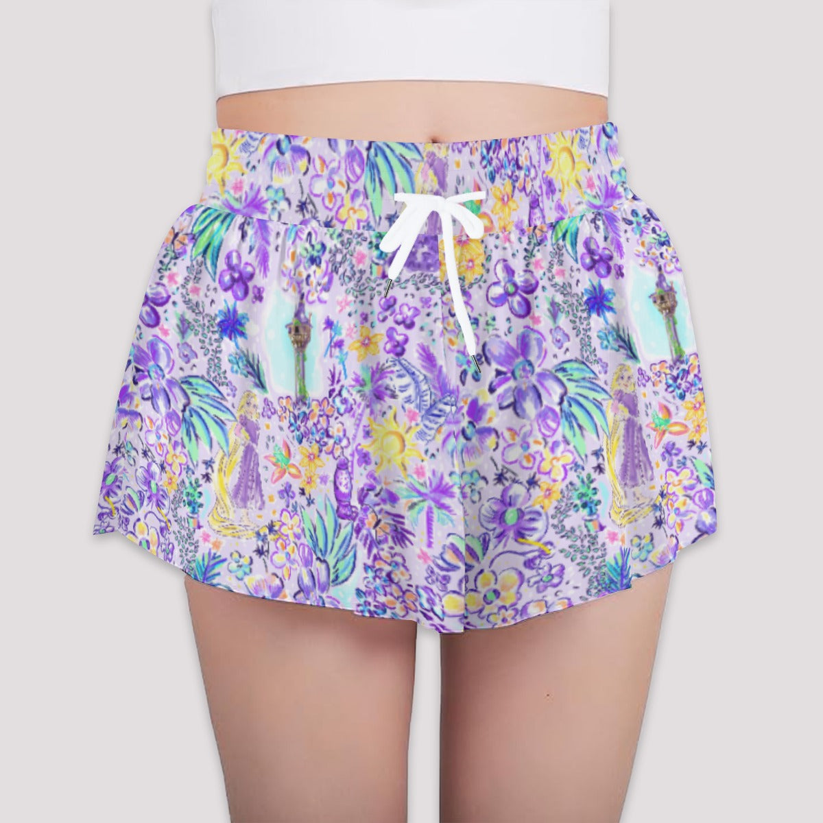 Bright Tropical Princess - Tower Light Festival - Girls’ Flowy Pocket Shorts