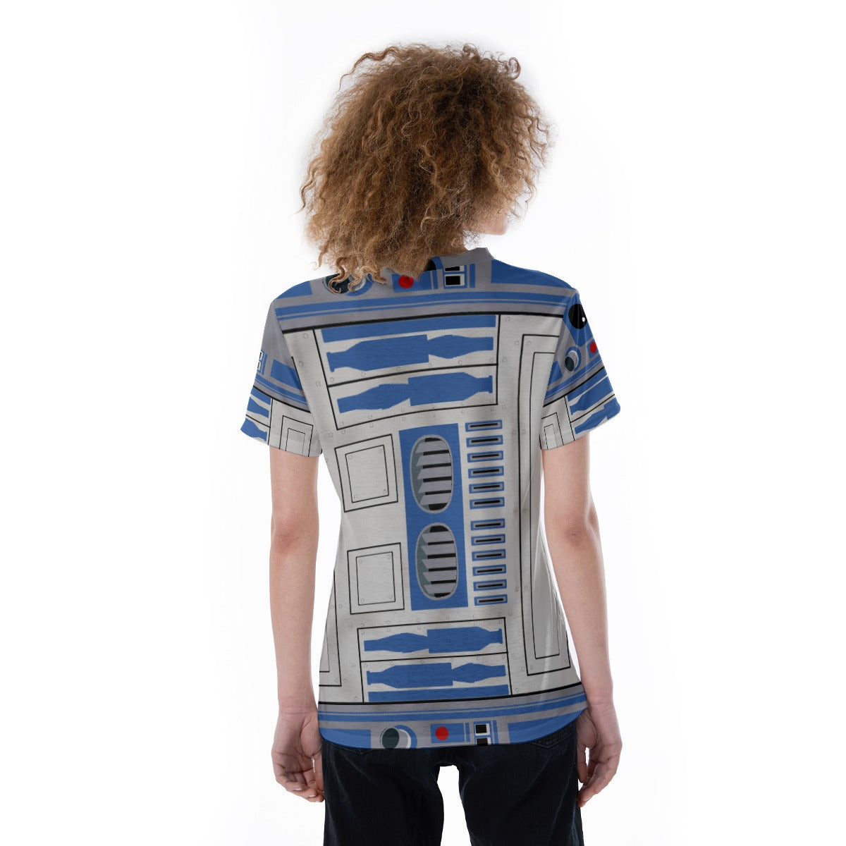 Little Blue Droid - Women's Short Sleeve V-Neck T-Shirt