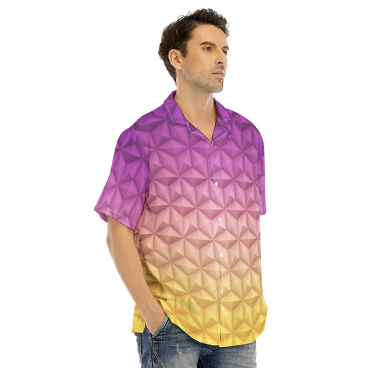 Geometric Spaceship Sphere - Men's Hawaiian Button Up Shirt