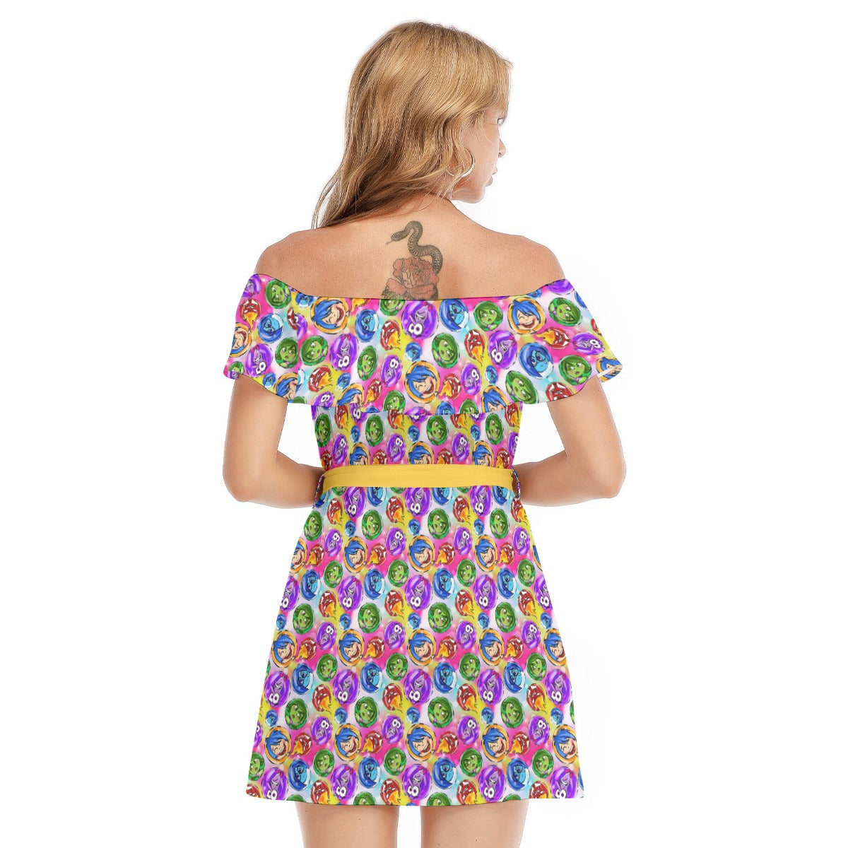 Inside Out Emotions - Women's Off-shoulder Ruffle Dress