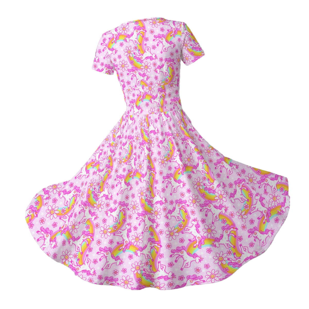 Unicorn Rainbows - Women's V-Neck Ruched Midi Dress