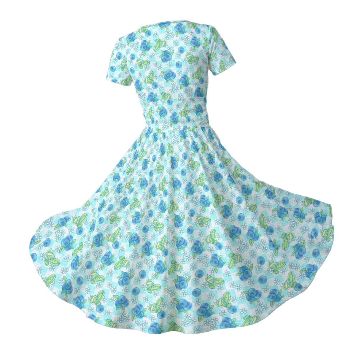 Summer Fruits - Blueberry - Women's V-Neck Ruched Midi Dress
