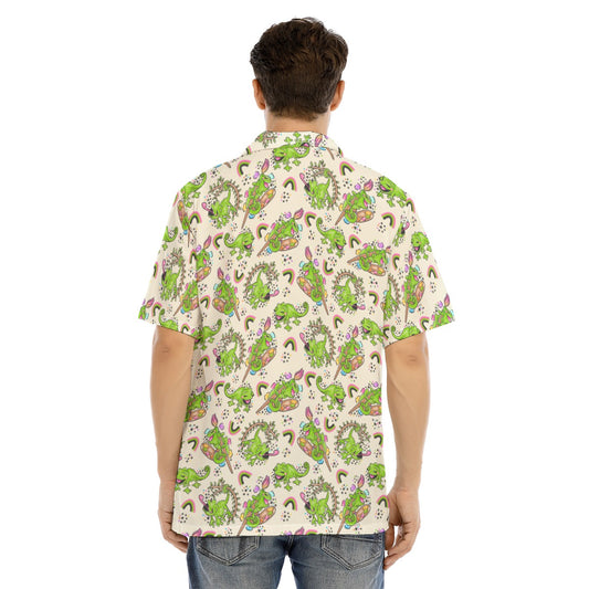 Colorful Chameleon Splash - Men's Hawaiian Button Up Shirt