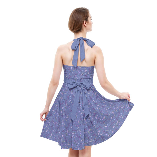 Lavender Vibes - Women's Halter Vintage Pocket Dress