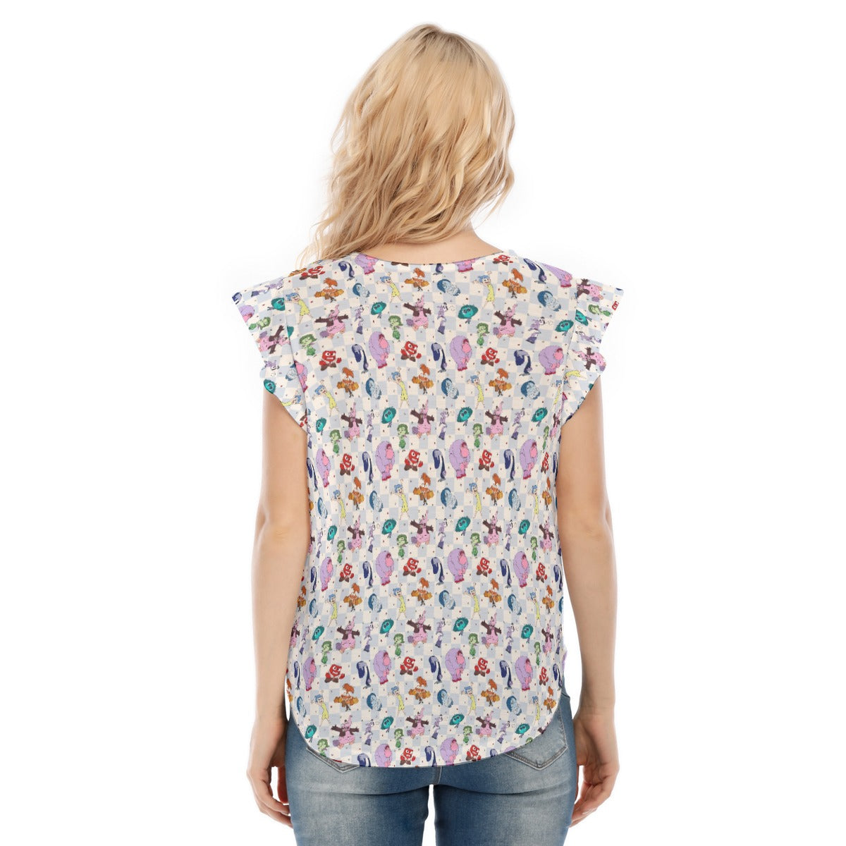 Blue Check Emotional Spectrum - Women’s Flutter Sleeve Top