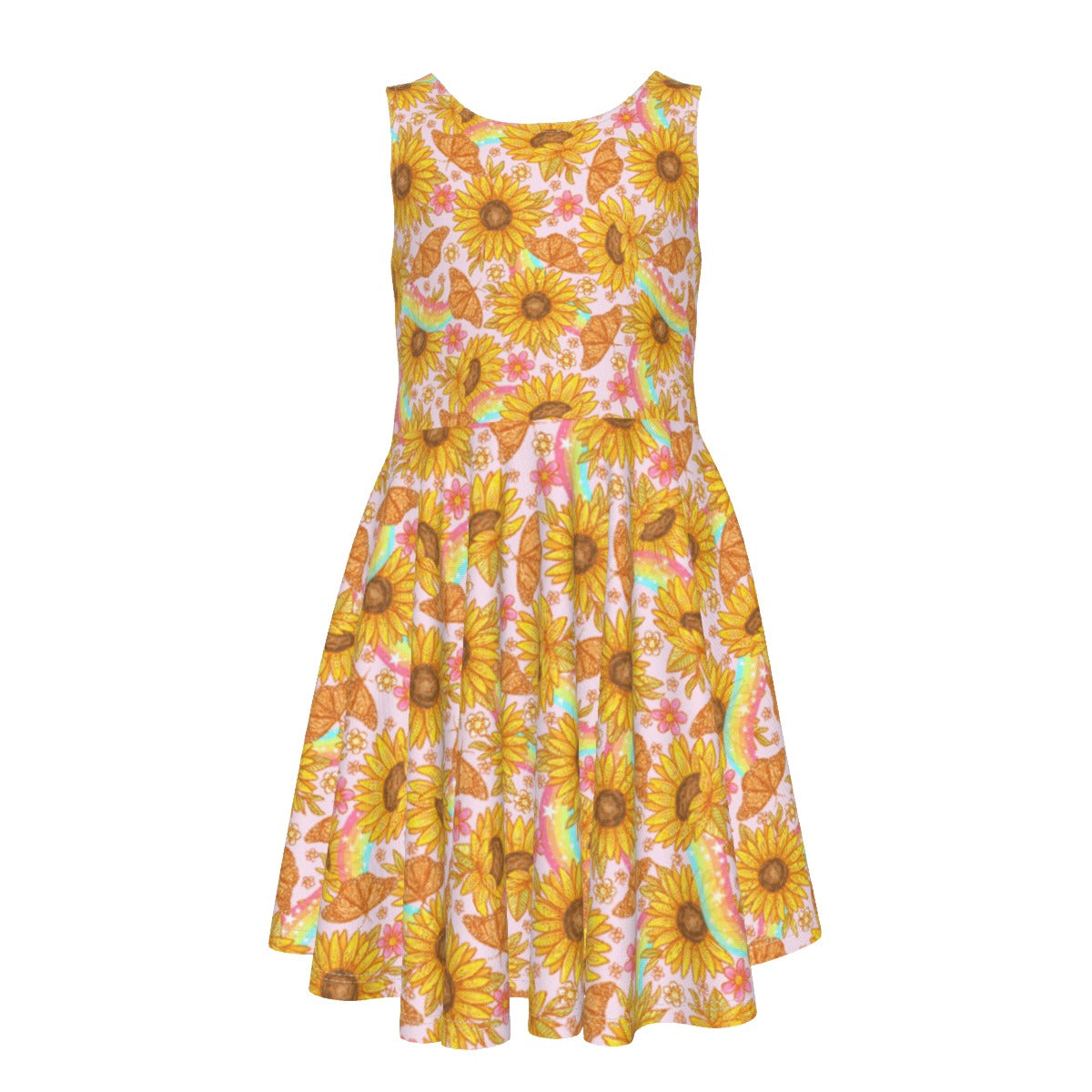 Sunflower Dreams - Kid's Sleeveless Skater Dress
