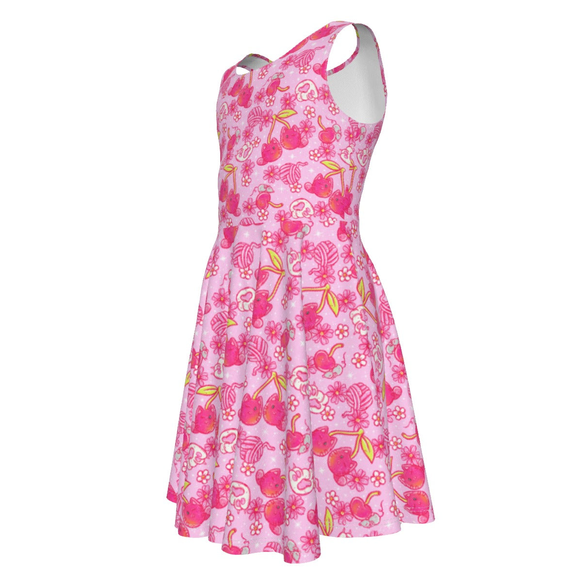 Fruitimals - Cherry Kittens - Kid's Sleeveless Skater Dress