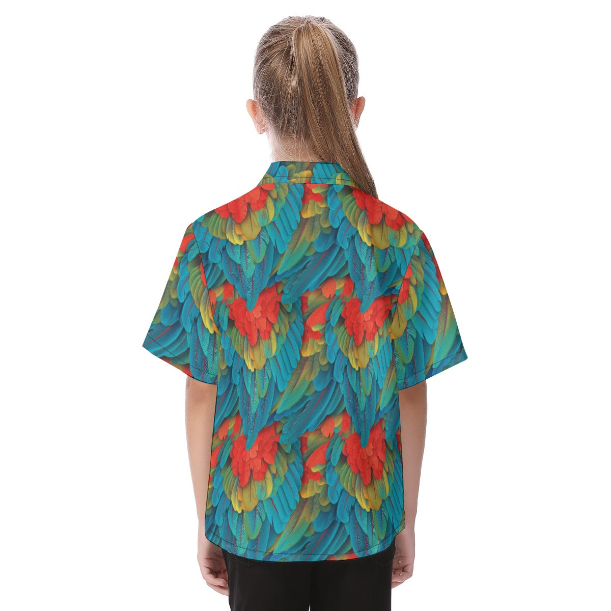 Animal Print - Macaw Parrot - Kid's Hawaiian Button Up Shirt