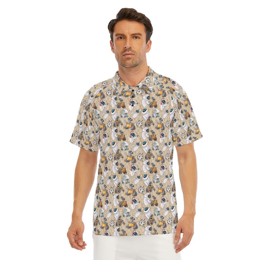 Robot Romance Sketched - Men's Polo Shirt