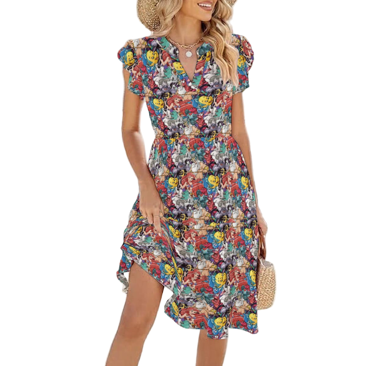 Undersea Crew Sketch - Women's Tiered Pocket Midi Dress