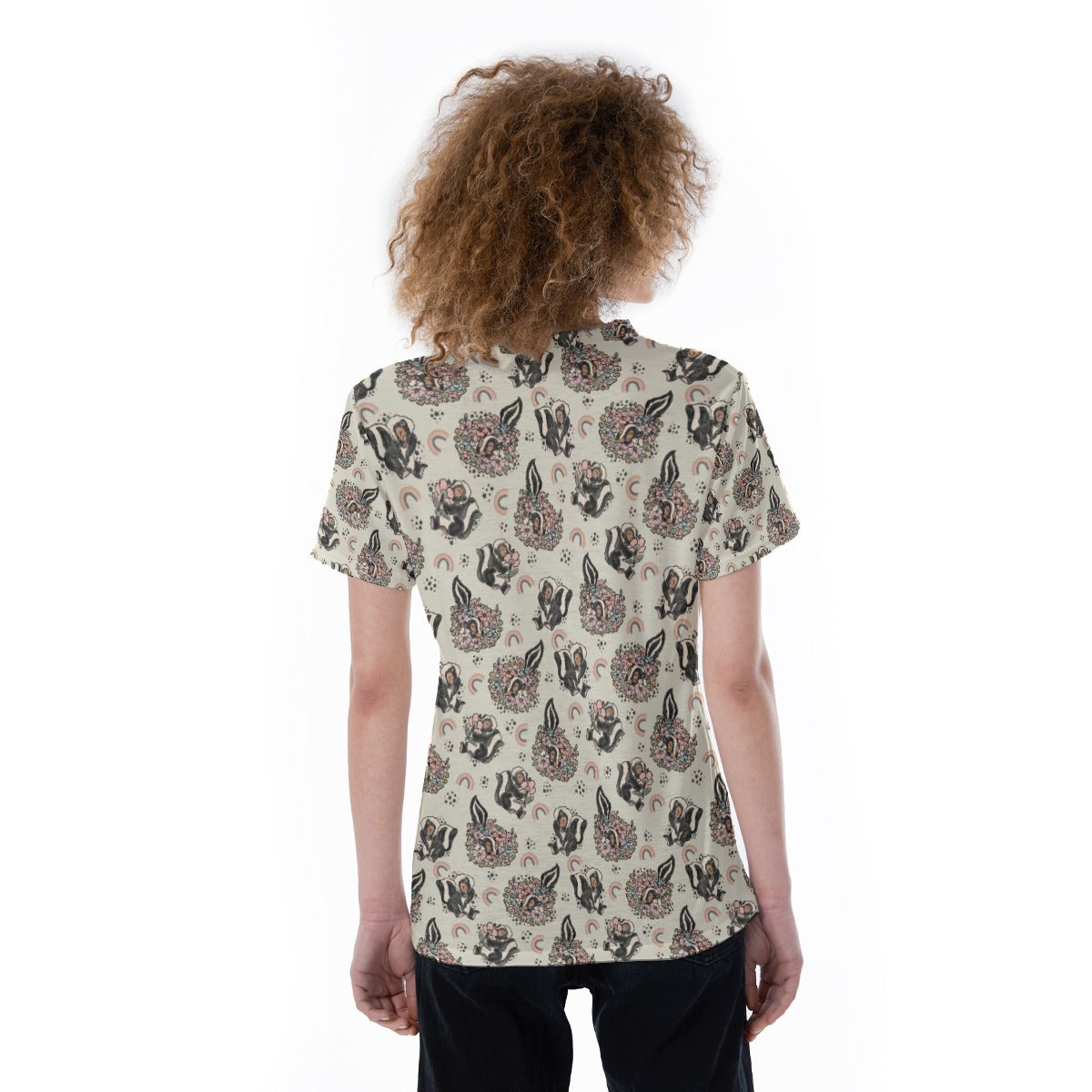 Bashful Blooming Skunk - Women's Short Sleeve V-Neck T-Shirt