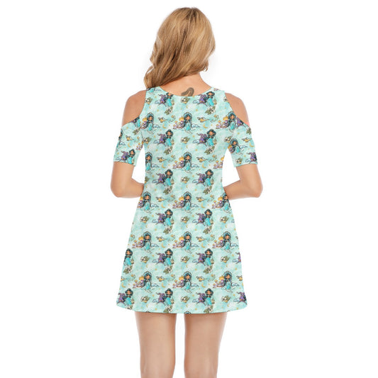 Whimsical Desert Princess - Women's Cold Shoulder Cotton Dress