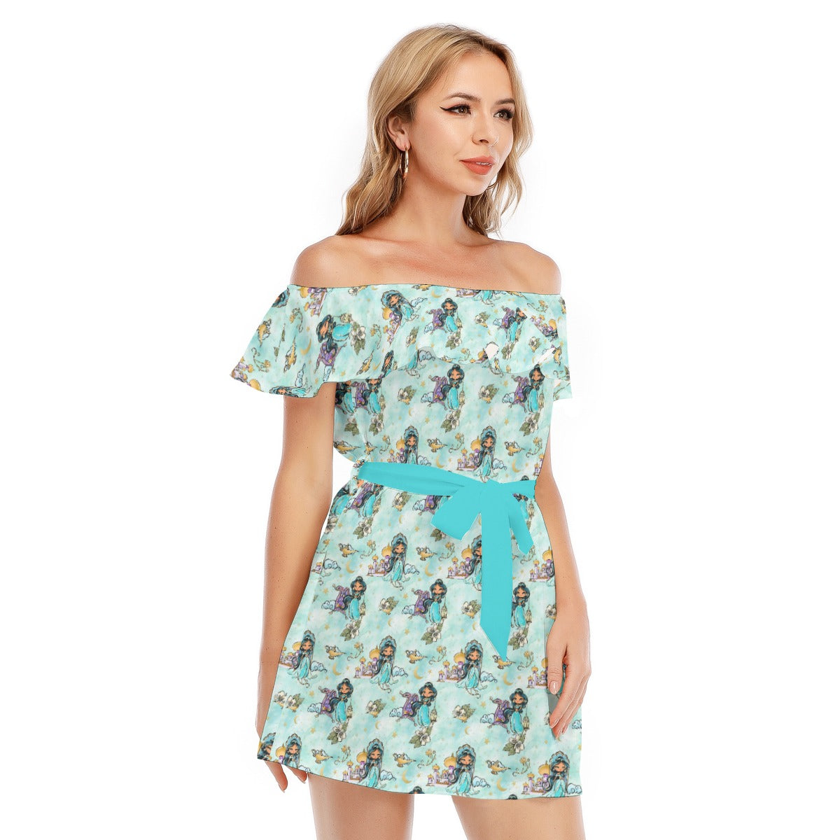 Whimsical Desert Princess - Women's Off-shoulder Ruffle Dress
