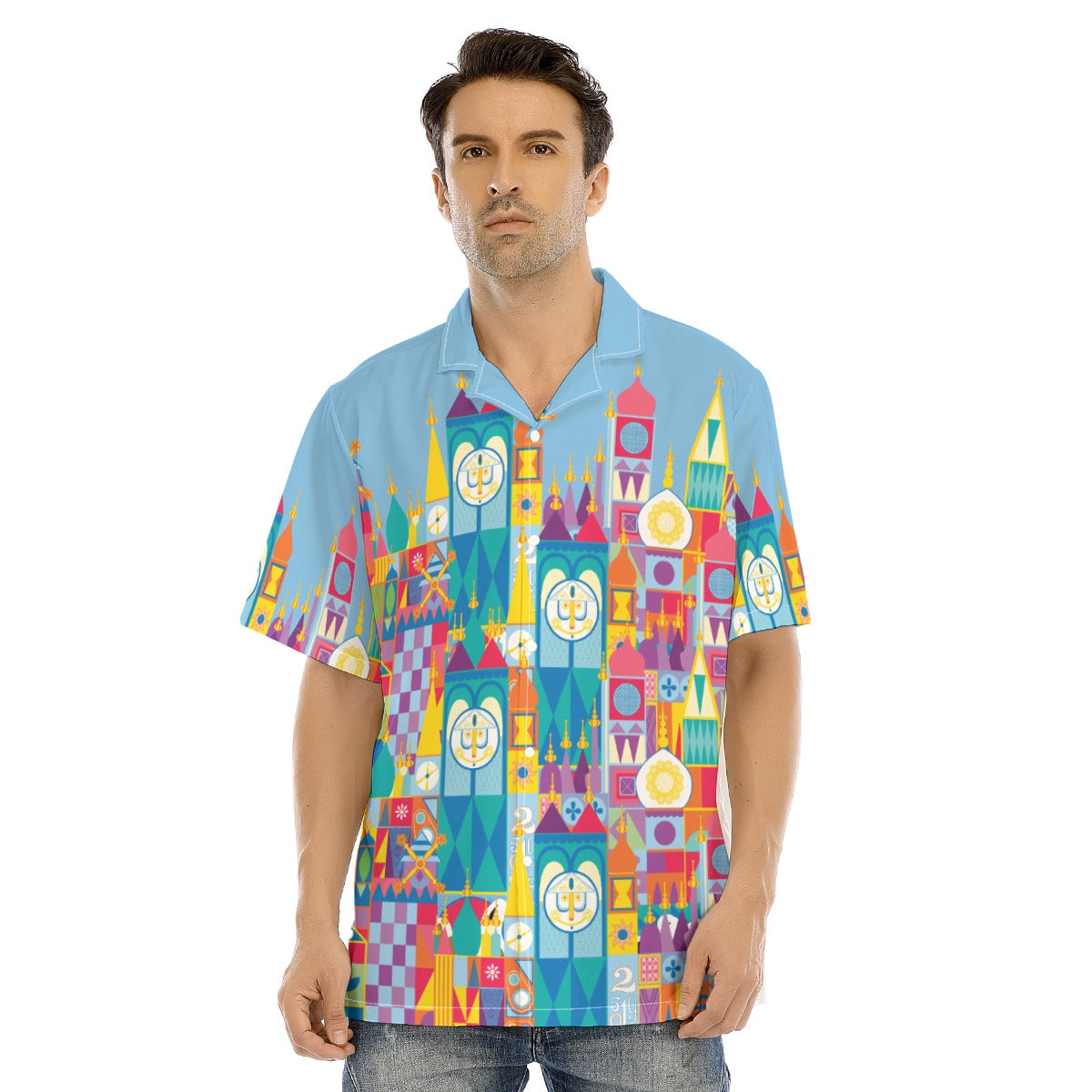Whimsical World Facade - Men's Hawaiian Button Up Shirt
