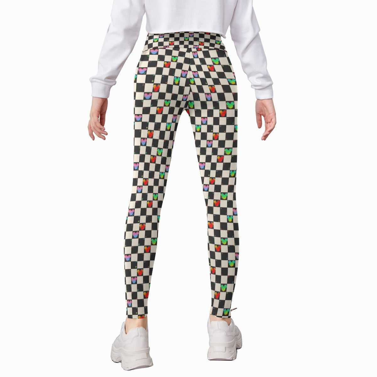 Rainbow Checker Mouse Ears - Kid's Leggings