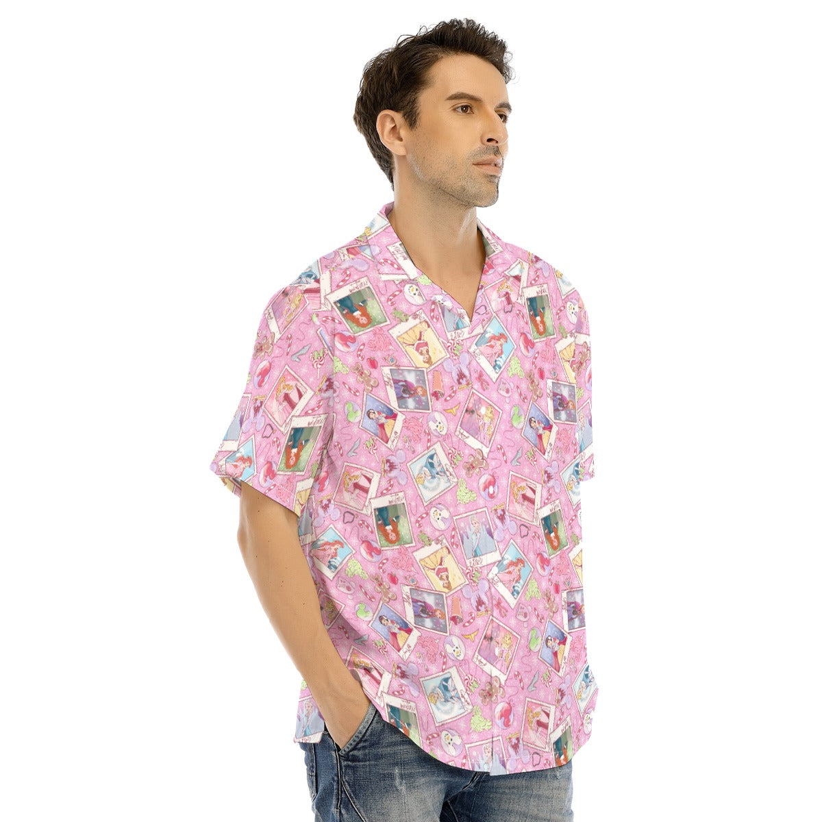 Holiday Winter Princess Christmas Snapshots - Men's Hawaiian Button Up Shirt