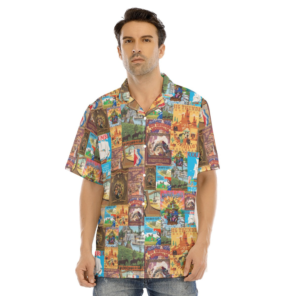 Vintage Frontier Ride Posters - Men's Hawaiian Button Up Shirt