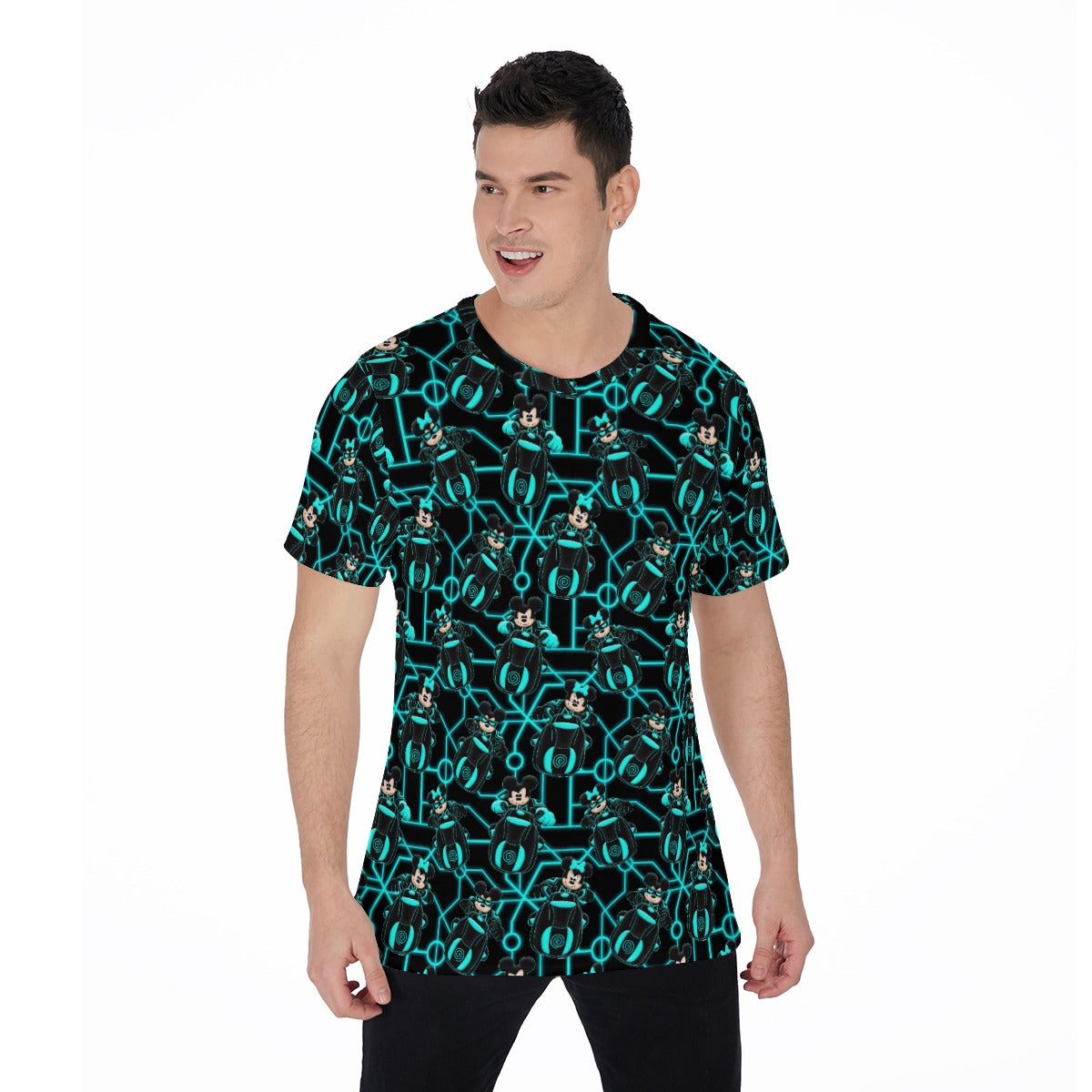 Electric Neon Grid Adventure - Men's Short Sleeve T-Shirt