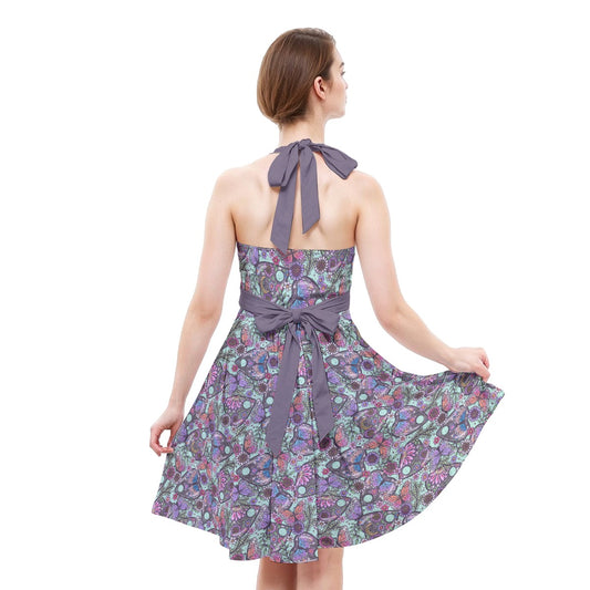 Butterfly Planchettes - Women's Halter Vintage Pocket Dress
