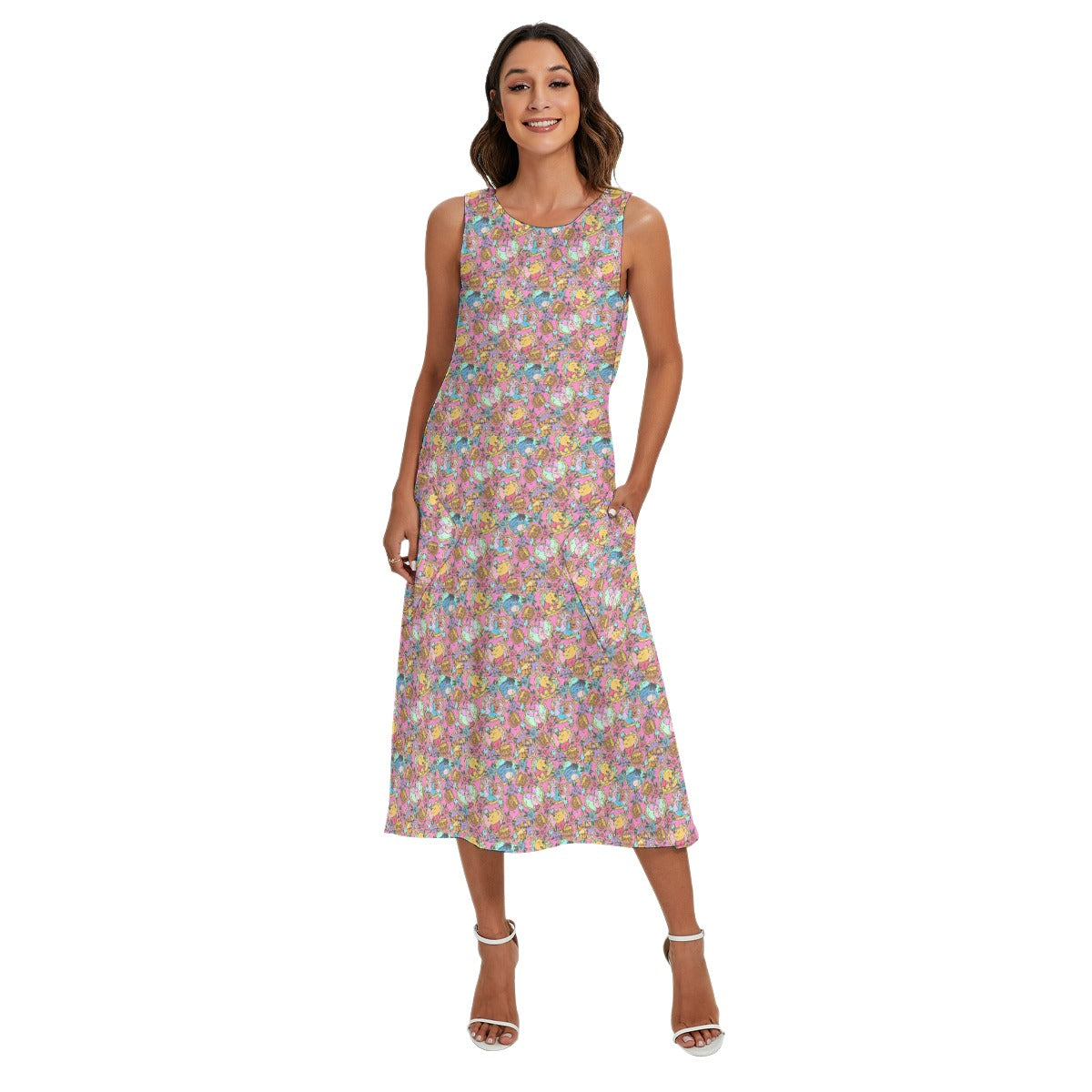 Tattoo Hearts Woodland Friendsends - Women’s Diagonal Pocket Midi Dress