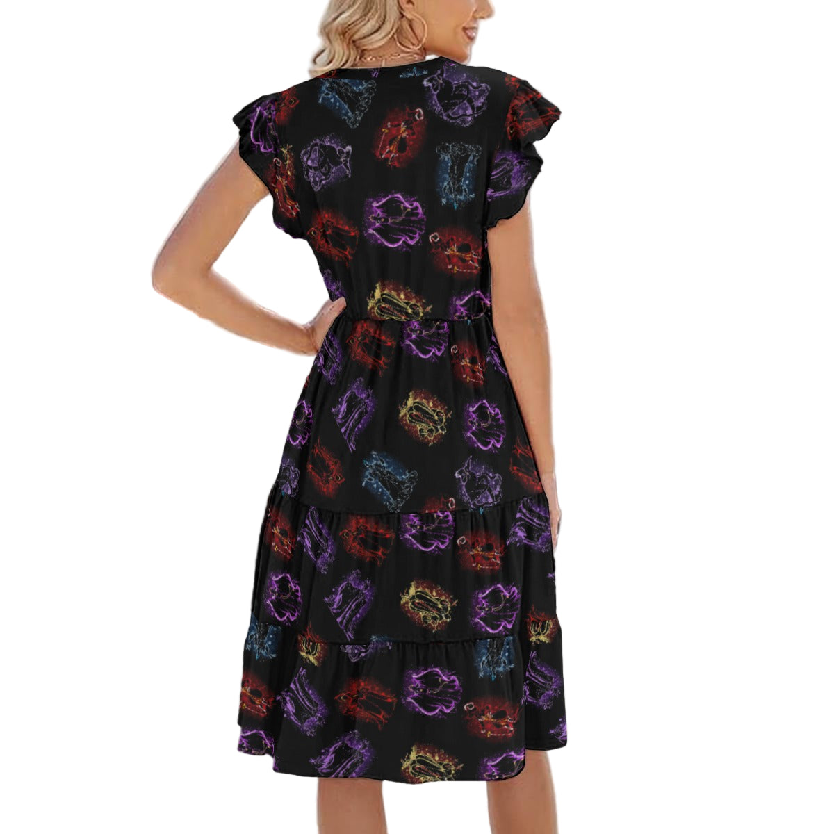 Villain Silhouettes Sparkle - Women's Tiered Pocket Midi Dress