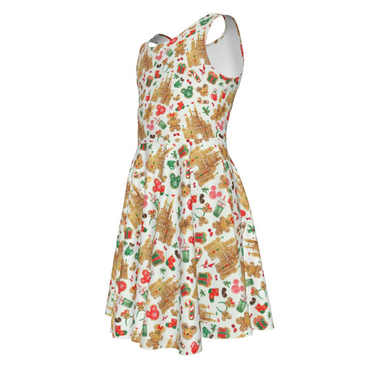 Gingerbread Castle Holiday Treats - Kid's Sleeveless Skater Dress