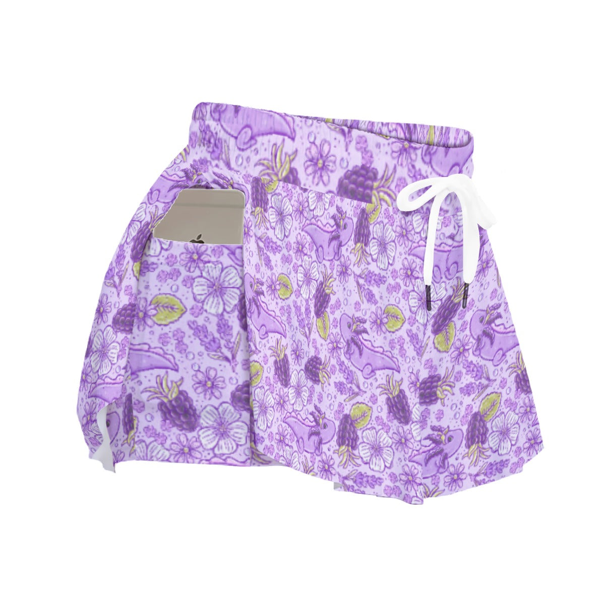 Fruitimals - Blackberry Axolotls - Women's Flowy Pocket Shorts