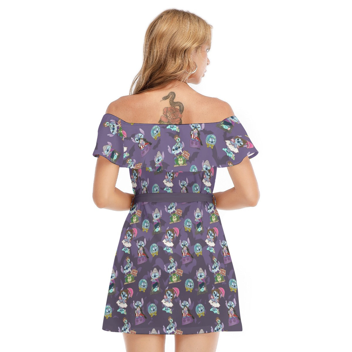 Haunted Alien Portraits - Women's Off-shoulder Ruffle Dress