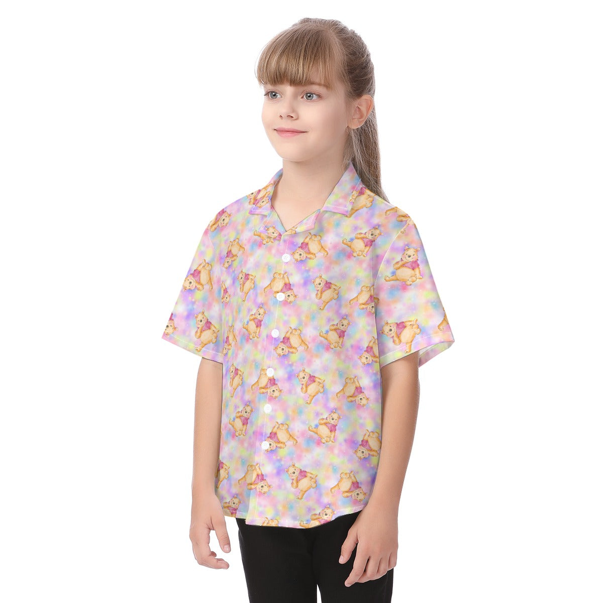 Watercolor Honey Bear - Kid's Hawaiian Button Up Shirt