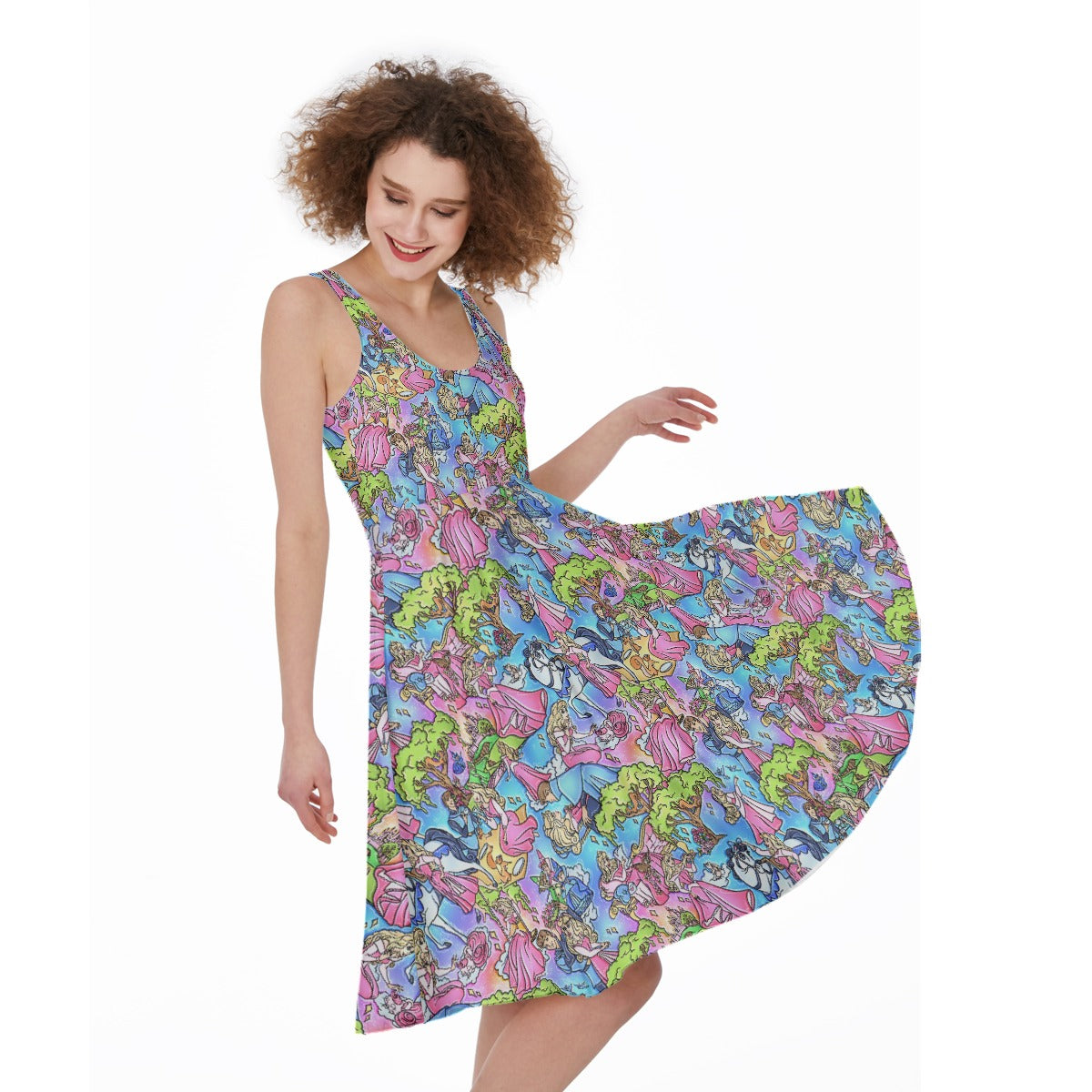 Dreaming Princess Storybook Scenes - Women's Pocket Midi Skater Dress