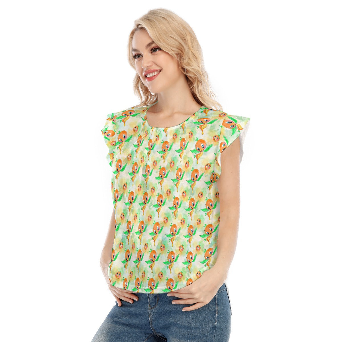 Sunny Citrus Thoughts - Women’s Flutter Sleeve Top