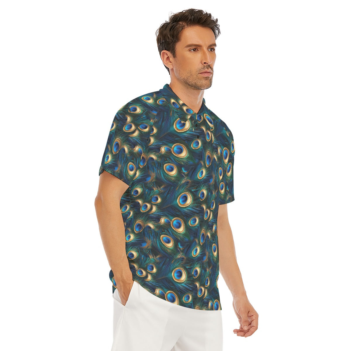 Animal Print - Peacock - Men's Polo Shirt