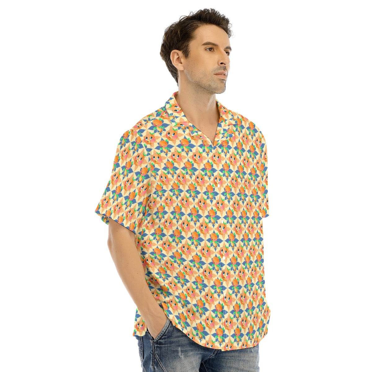 Retro Citrus Play - Men's Hawaiian Button Up Shirt